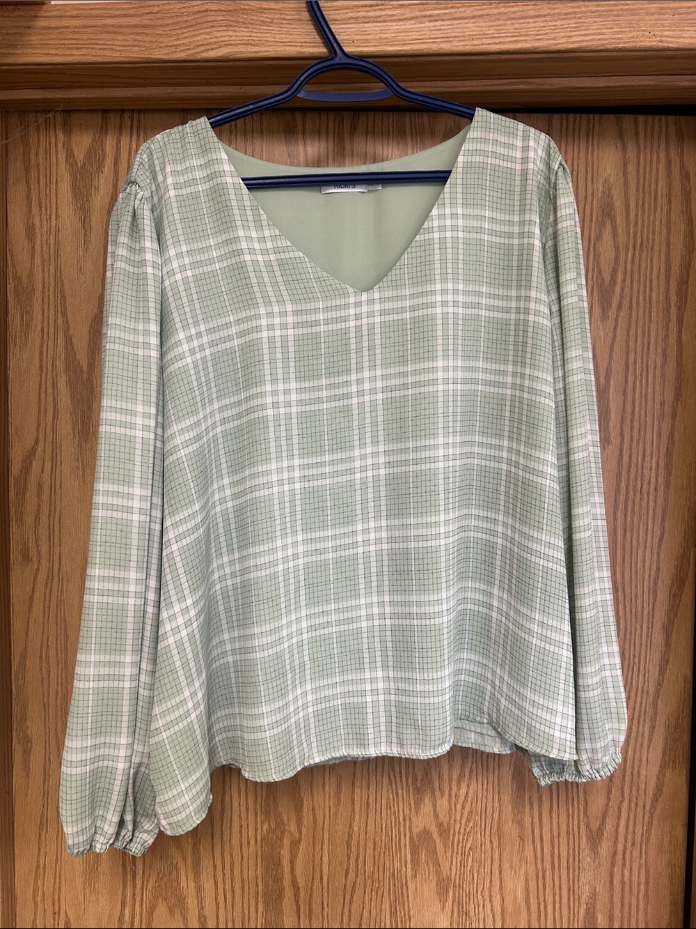 XXL Green Plaid Long Sleeve Top